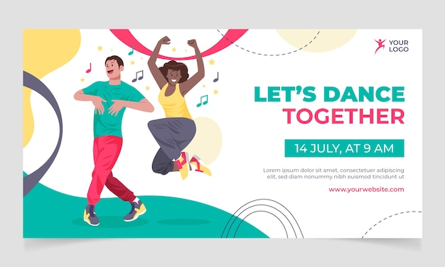 Free vector dance school hand drawn facebook ad