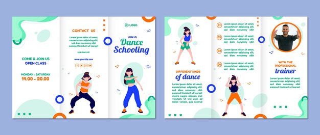 dance school hand drawn flat brochure