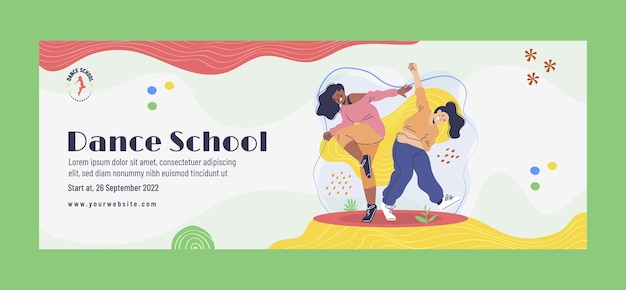 Dance school hand drawn flat facebook cover