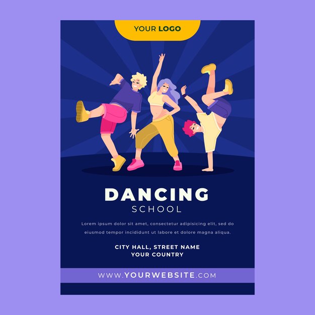 dance school hand drawn flat