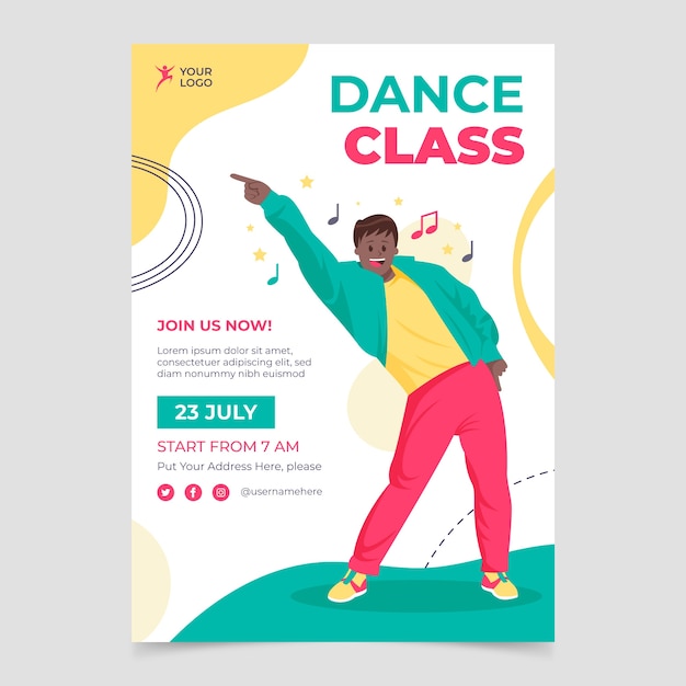 Free vector dance school hand drawn poster