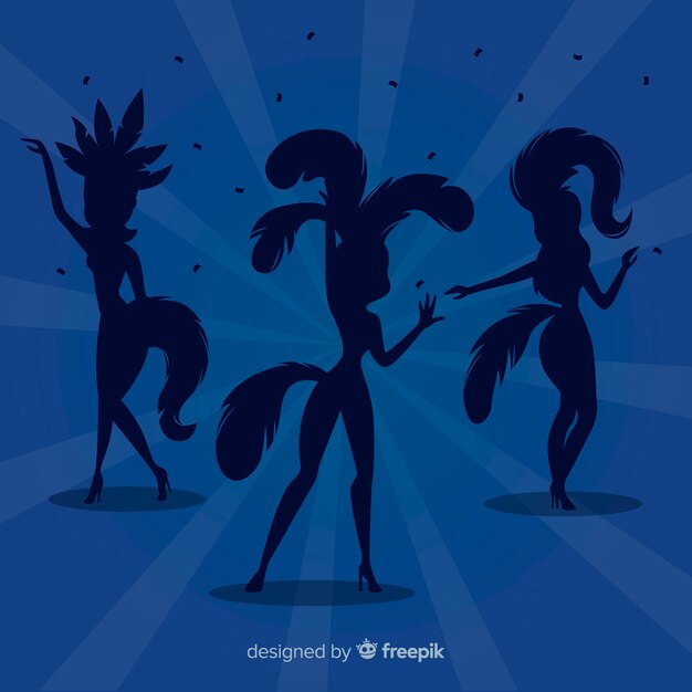 Dancer silhouettes brazilian carnival background