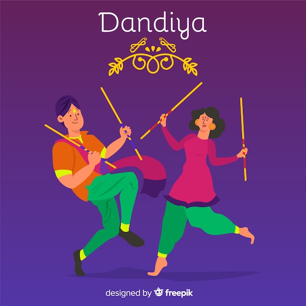 춤 커플 장식 dandiya 배경