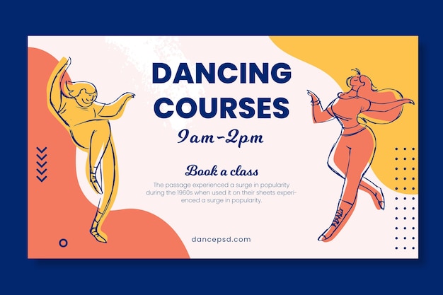 Vettore gratuito modello web banner scuola corsi di ballo