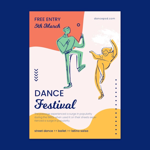 Dancing courses school poster print template