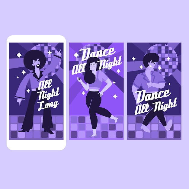 Free vector dancing instagram stories collection