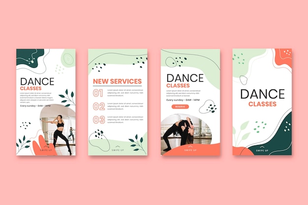 Free vector dancing instagram stories template