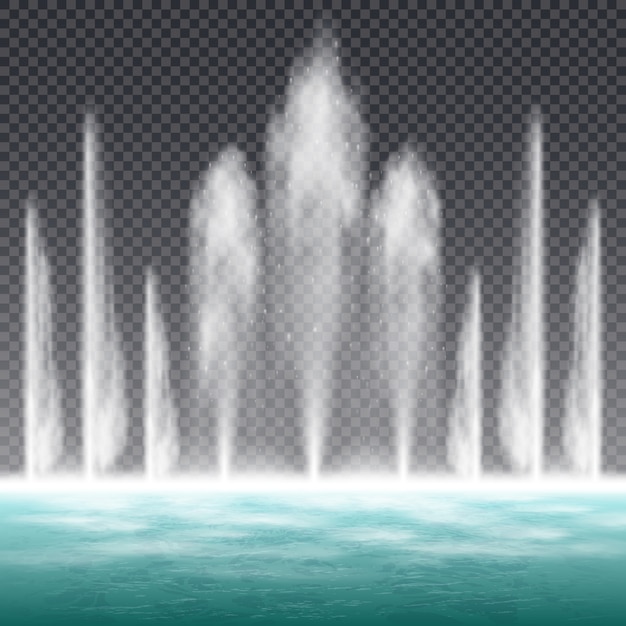 Бесплатное векторное изображение Танцующий прыгающий фонтан с динамичной водой