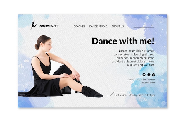 Бесплатное векторное изображение Целевая страница танцев
