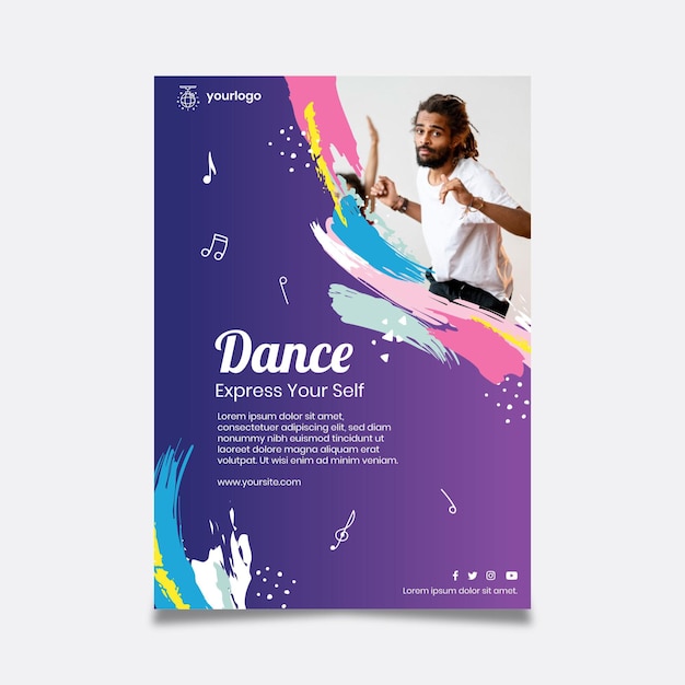 Free vector dancing party poster template