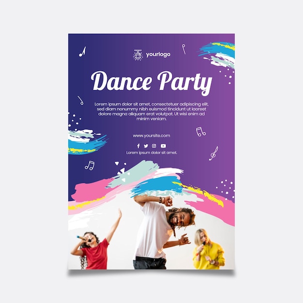 Free vector dancing party poster template