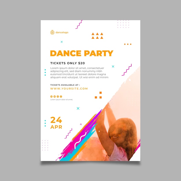 Free vector dancing party poster template