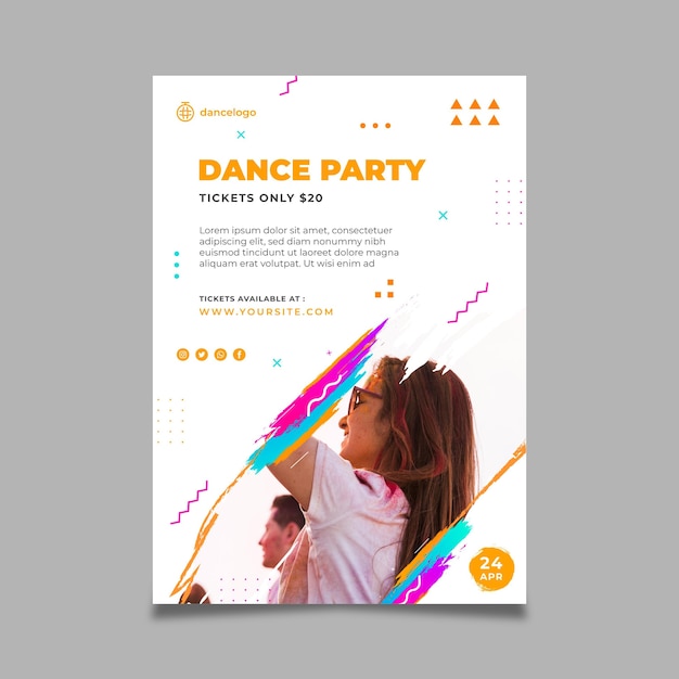 Dancing party vertical flyer template