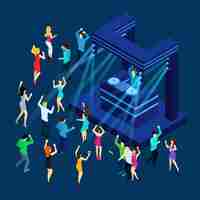 Vettore gratuito illustrazione isometrica di dancing people