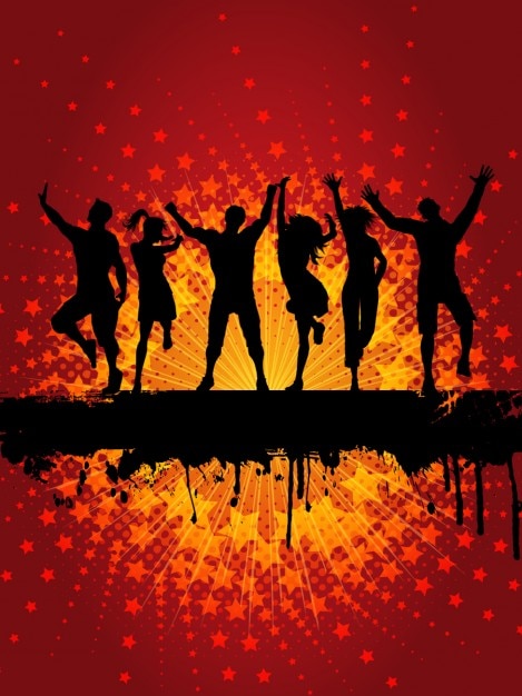 Free vector dancing people silhouette background