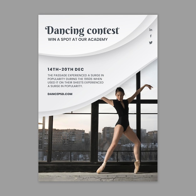 Free vector dancing poster template with photo