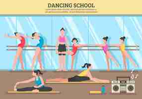 Free vector dancing school flat illustration