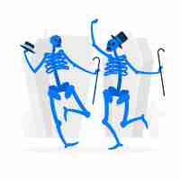 Vettore gratuito illustrazione di concetto di scheletri danzanti