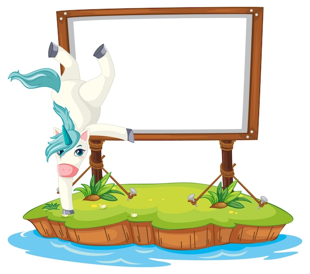 Free vector dancing unicorn with empty board