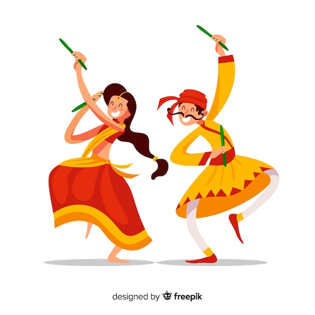 Free vector dandiya dancers