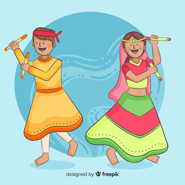 Free vector dandiya dancers