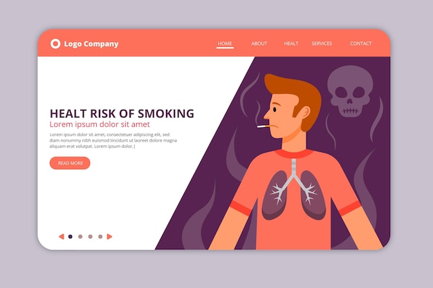 無料ベクター 喫煙の危険性-ランディングページ