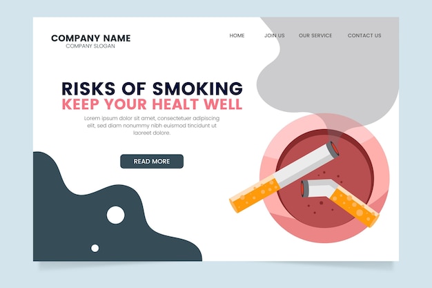 Free vector danger of smoking - landing page