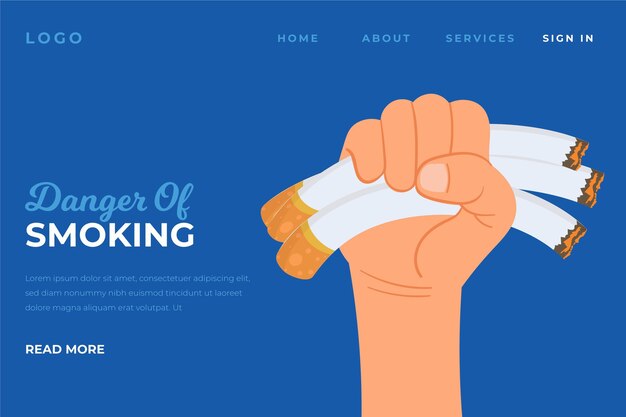 Free vector danger of smoking - landing page