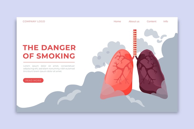 Free vector danger of smoking - landing page