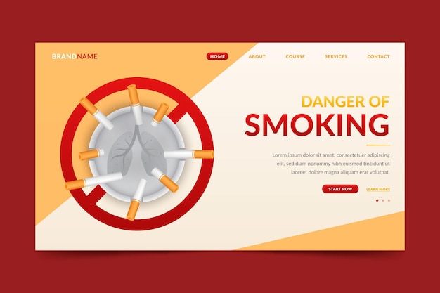 Danger of smoking - landing page