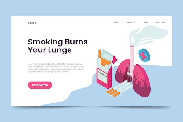 Free vector danger of smoking - landing page