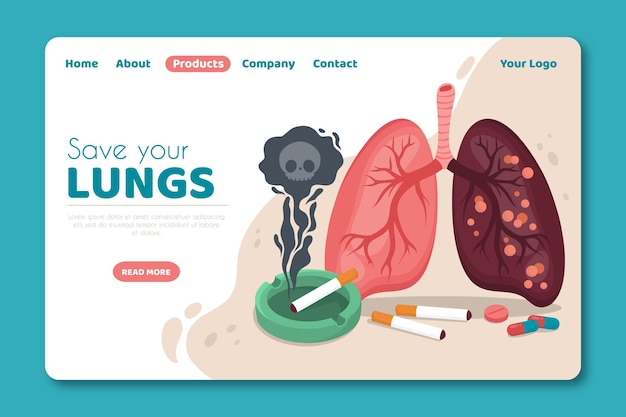 Free vector danger of smoking - landing page