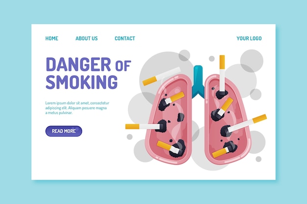 Free vector danger of smoking - landing page