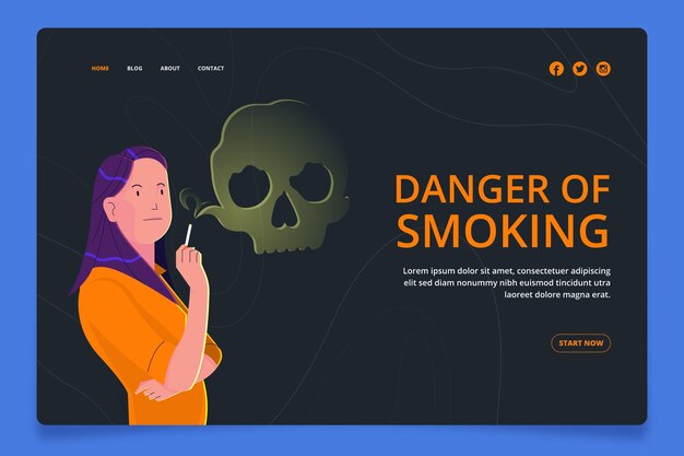 Danger of smoking landing page