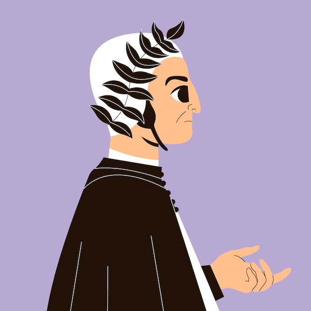 Free vector dante alighieri character design illustration