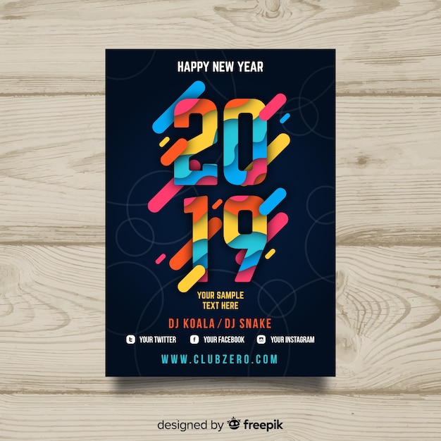 Free vector dark 2019 new year party poster