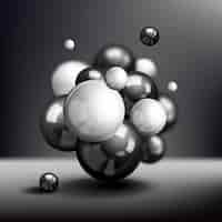 Free vector dark 3d spheres molecule background