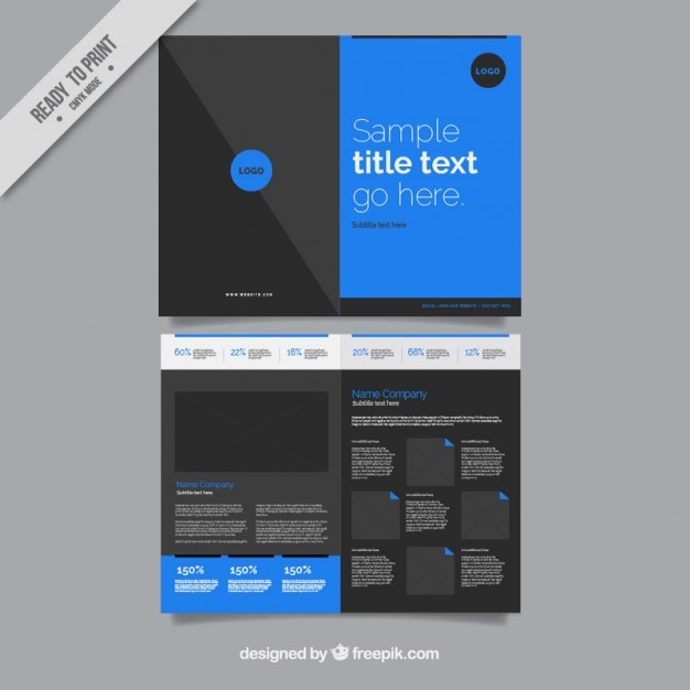 無料ベクター ダークと青のビジネスパンフレット