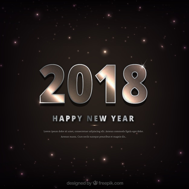 Free vector dark background of happy year 2018 stars