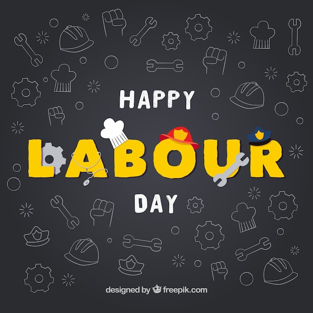 Free vector dark background of labour day sketches