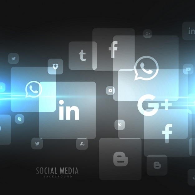 Free vector dark background of social media icons