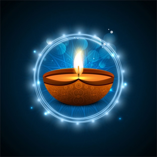 Free vector dark background with blue lights for diwali