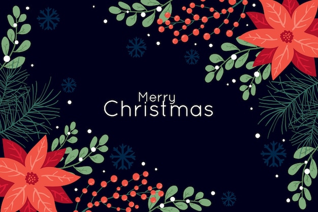 Dark background with christmas flowers