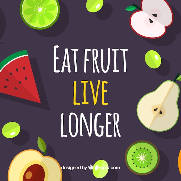 Free vector dark background with fruits and phrase