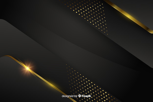 Free vector dark background with golden abstract shapes