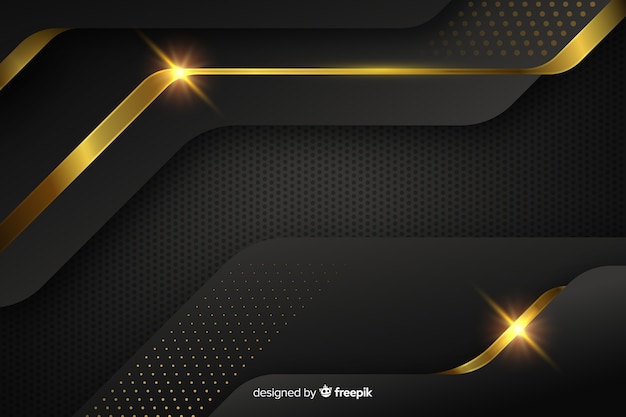 Free vector dark background with golden abstract shapes