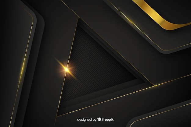 Free vector dark background with golden abstract shapes