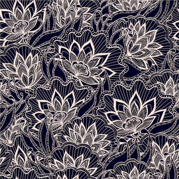 Free vector dark background with hand drawn flowers