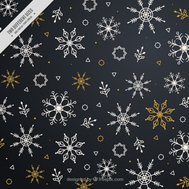 Free vector dark background with variety of snowflakes