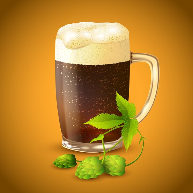 Dark beer and hop background